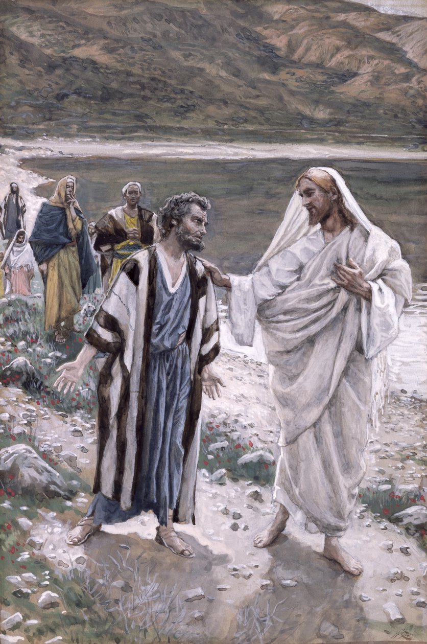 Feed My Lambs, ilustrace pro The Life of Christ, cca 1884-96 (wc a kvaš na kartonu) od James Jacques Joseph Tissot