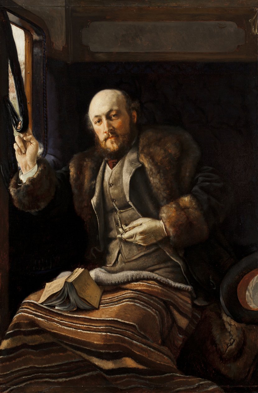 Gentleman v železničním vagónu, 1870-80 od James Jacques Joseph Tissot