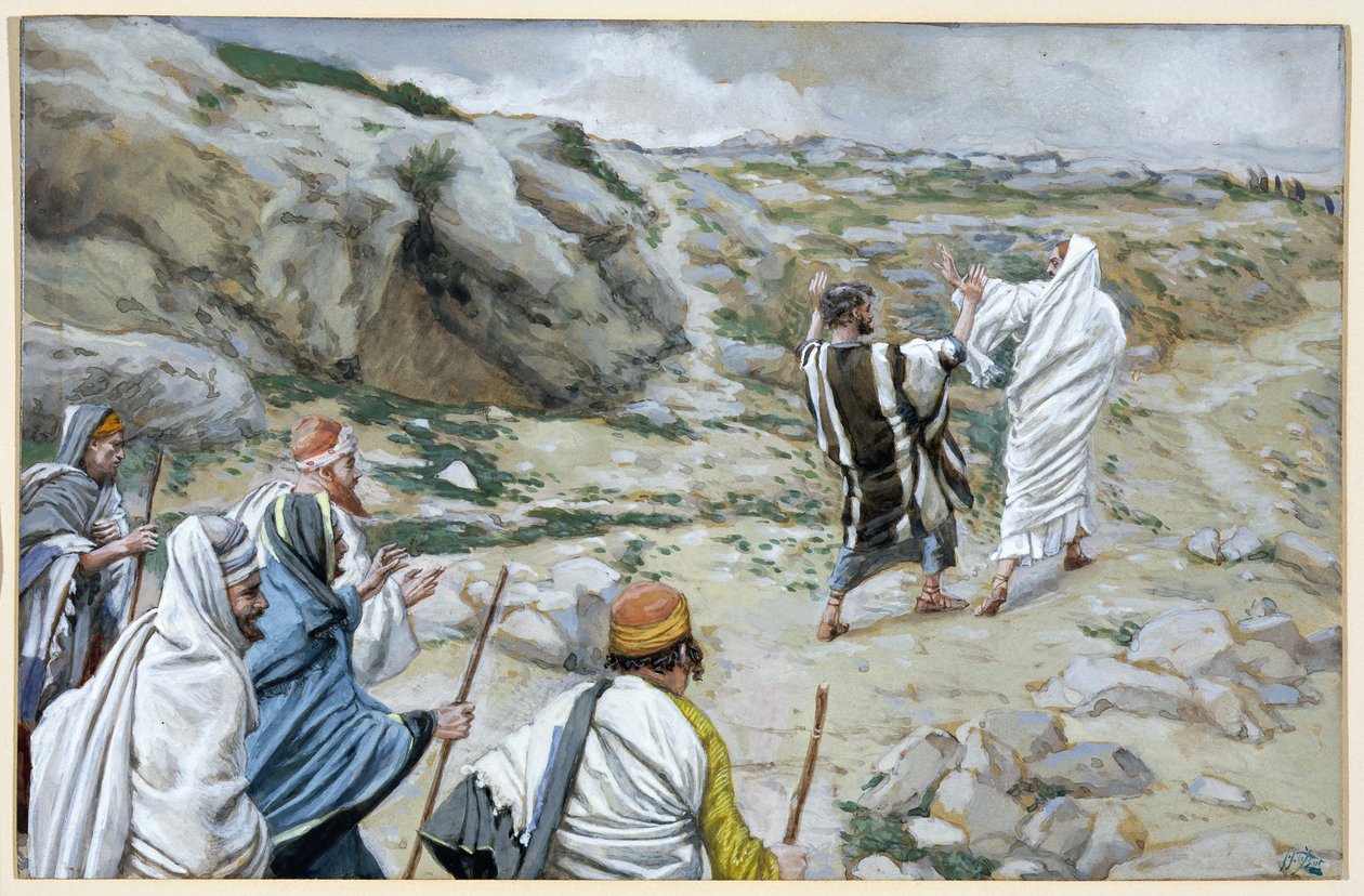 Get Thee Behind Me, Satane, ilustrace pro The Life of Christ, c.1886-94 (wc & kvaš na kartonu) od James Jacques Joseph Tissot