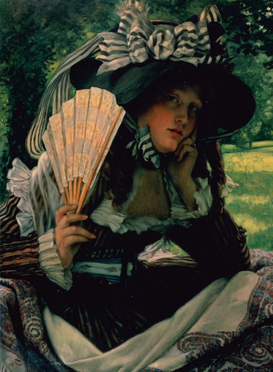 Dívka s vějířem, kolem 1870-71 od James Jacques Joseph Tissot