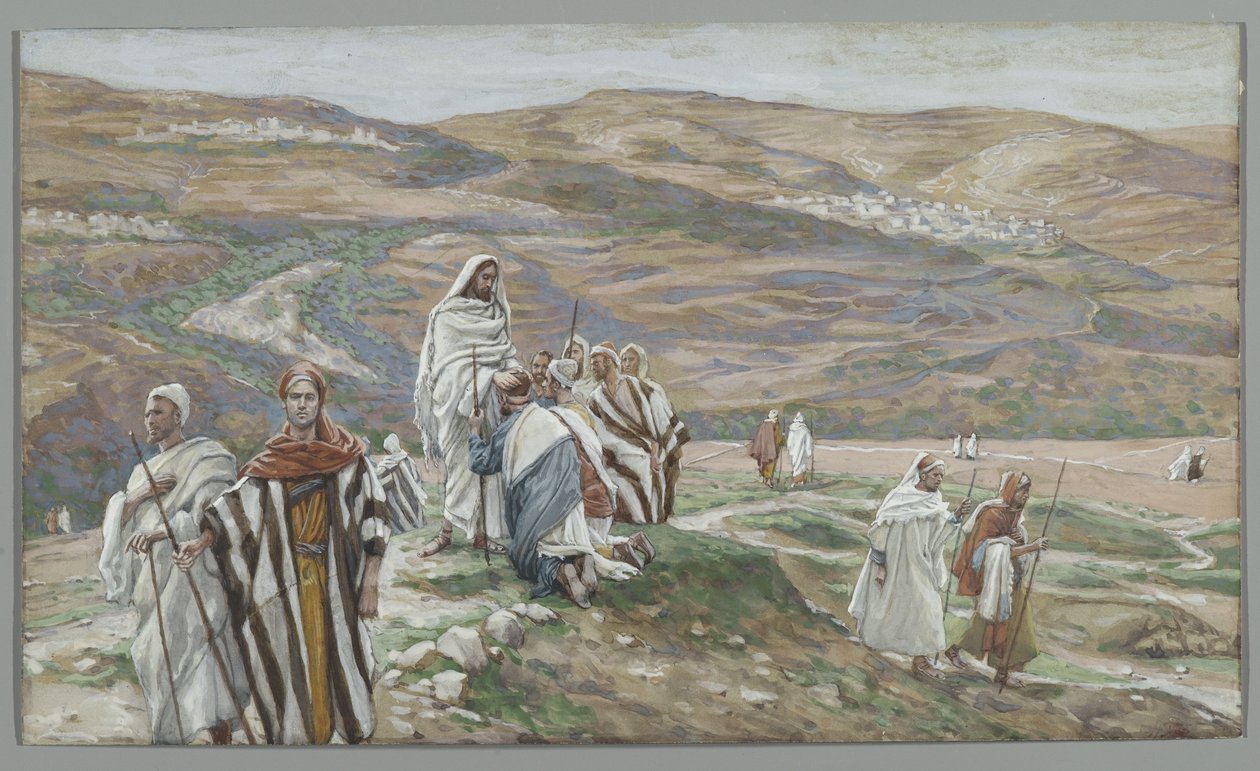 Poslal je dva po dvou, ilustrace ze Života našeho Pána Ježíše Krista, 1886–96 (wc přes grafit na papíře) od James Jacques Joseph Tissot