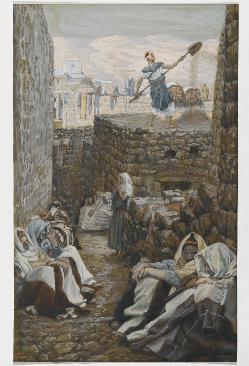 Ten, kdo sklízí svou pšenici, ilustrace ze Života našeho Pána Ježíše Krista (wc přes grafit na papíře) od James Jacques Joseph Tissot