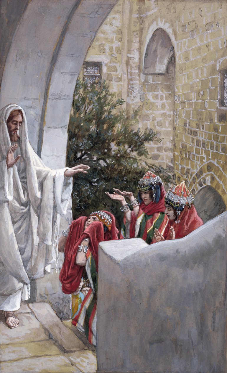 Healing of the Canaanites Daughter, ilustrace pro The Life of Christ, c.1886-94 (wc & kvaš na kartonu) od James Jacques Joseph Tissot