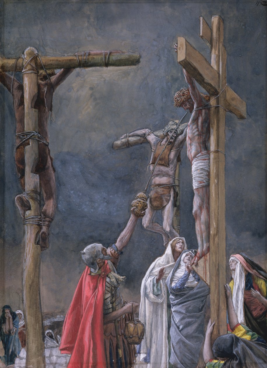 I Žízeň. Ocet daný Ježíši, ilustrace k Životu Krista, kolem 1884-96 (wc a kvaš na kartonu) od James Jacques Joseph Tissot