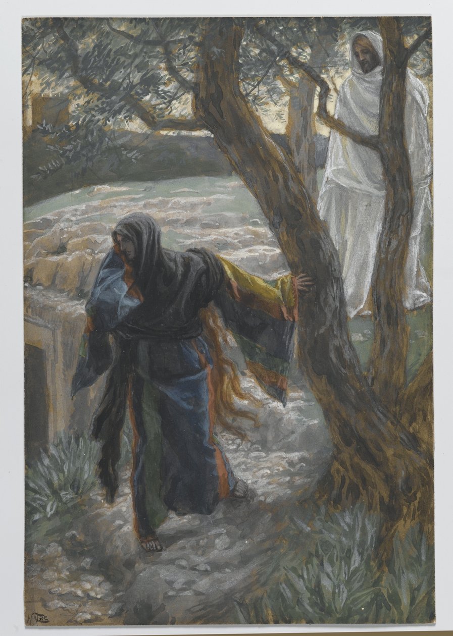 Ježíš se zjevuje Marii Magdaleně, ilustrace ze Života našeho Pána Ježíše Krista, 1886-94 (wc přes grafit na papíře) od James Jacques Joseph Tissot