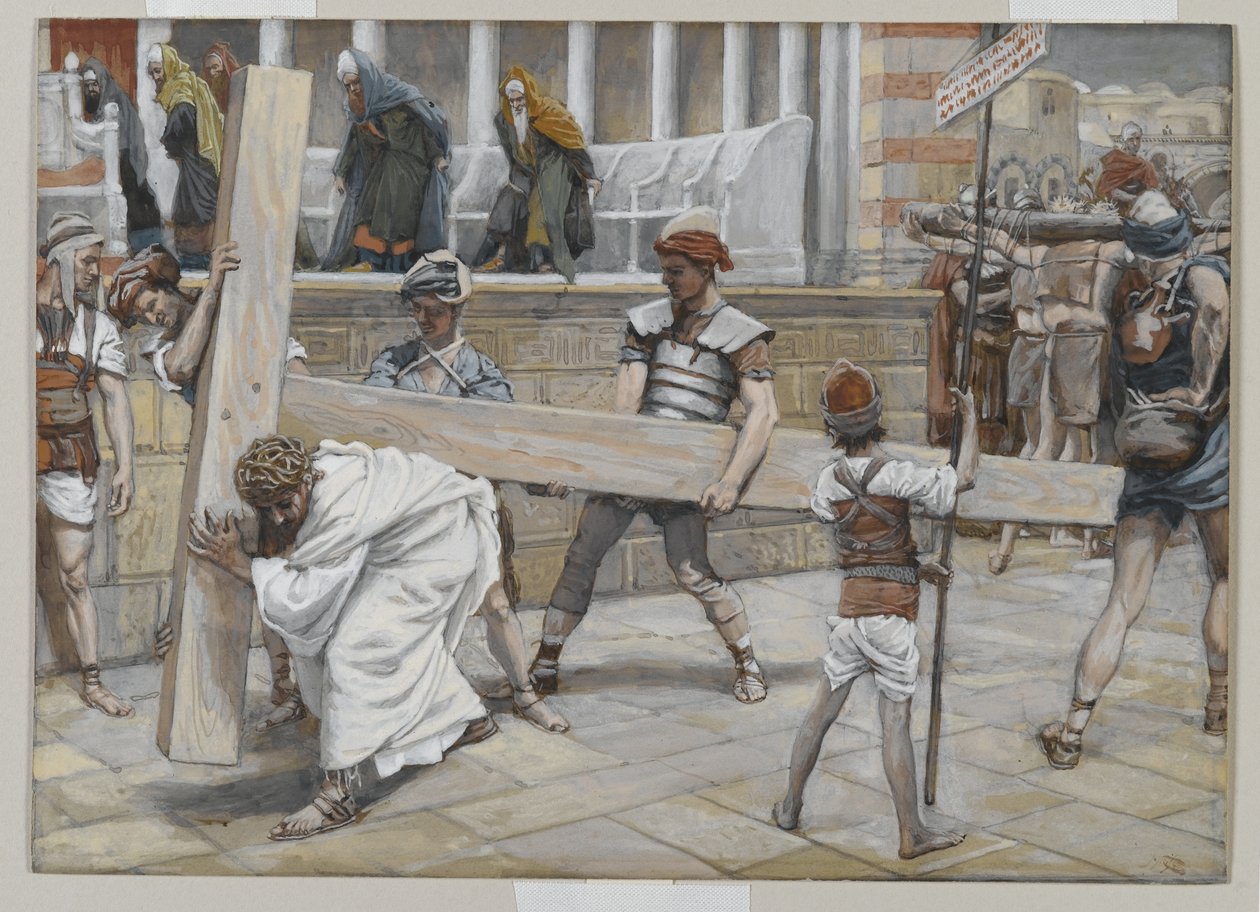 Ježíš nesoucí kříž, ilustrace ze Života našeho Pána Ježíše Krista, 1886-94 (wc přes grafit na papíře) od James Jacques Joseph Tissot