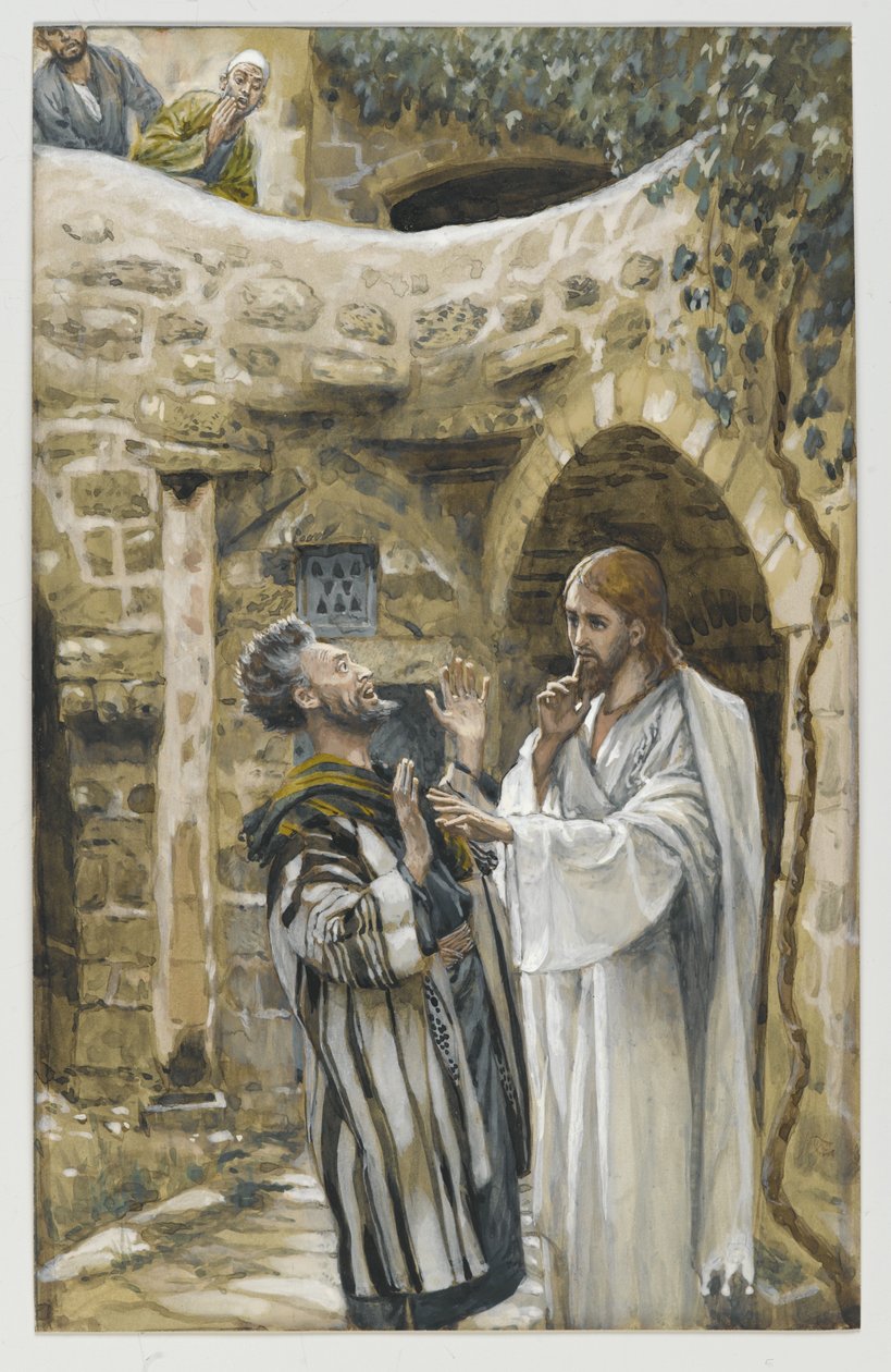 Ježíš uzdravuje němého posedlého muže, ilustrace ze Života našeho Pána Ježíše Krista (wc přes grafit na papíře) od James Jacques Joseph Tissot