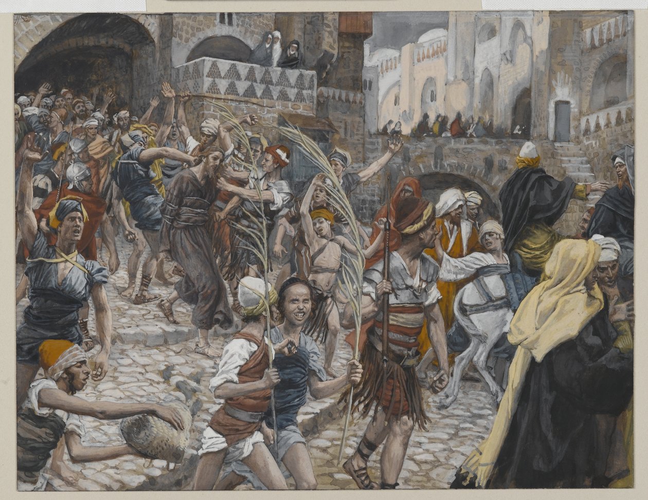 Ježíš vedl od Kaifáše k Pilátovi, ilustrace ze Života našeho Pána Ježíše Krista, 1886-94 (wc přes grafit na papíře) od James Jacques Joseph Tissot