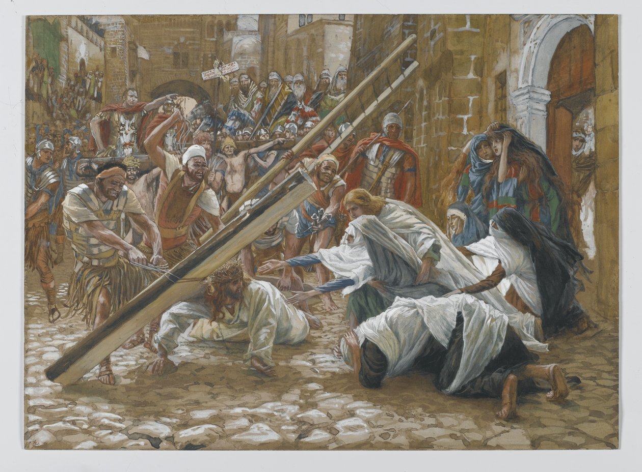 Ježíš se setkává se svou matkou, ilustrace ze Života našeho Pána Ježíše Krista, 1886-94 (wc přes grafit na papíře) od James Jacques Joseph Tissot
