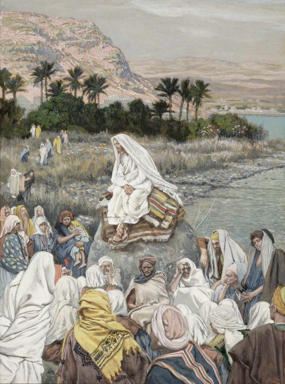 Jesus Preaching by the Seashore, ilustrace pro The Life of Christ, c.1886-96 od James Jacques Joseph Tissot