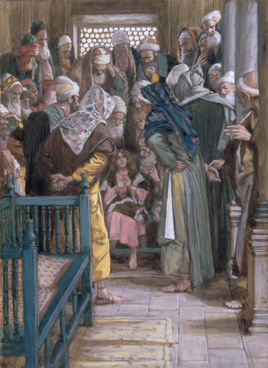 Ježíš uprostřed lékařů, ilustrace k The Life of Christ, c.1886-96 (kvaš na kartonu) od James Jacques Joseph Tissot