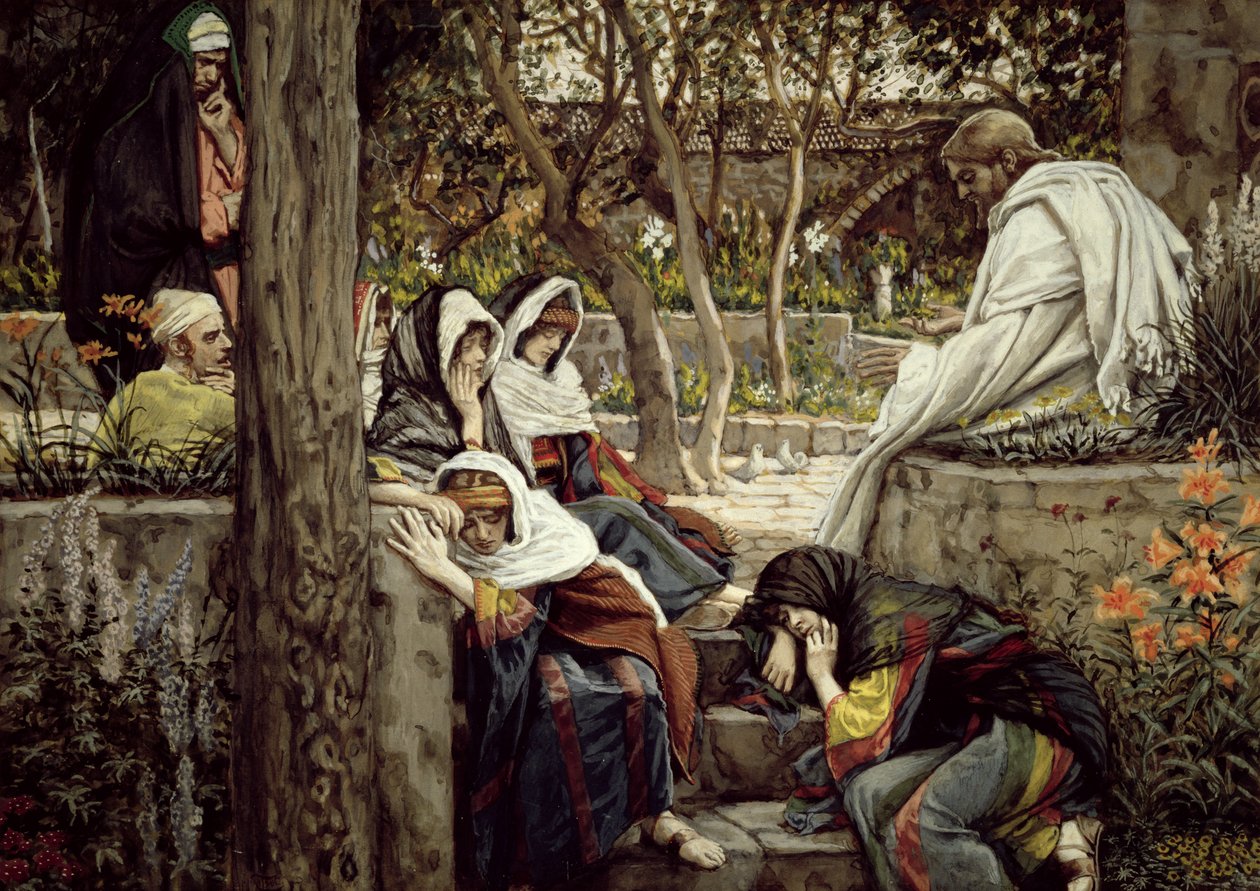 Ježíš v Bethanii, ilustrace k Životu Krista, cca 1886-96 (kvaš na kartonu) od James Jacques Joseph Tissot