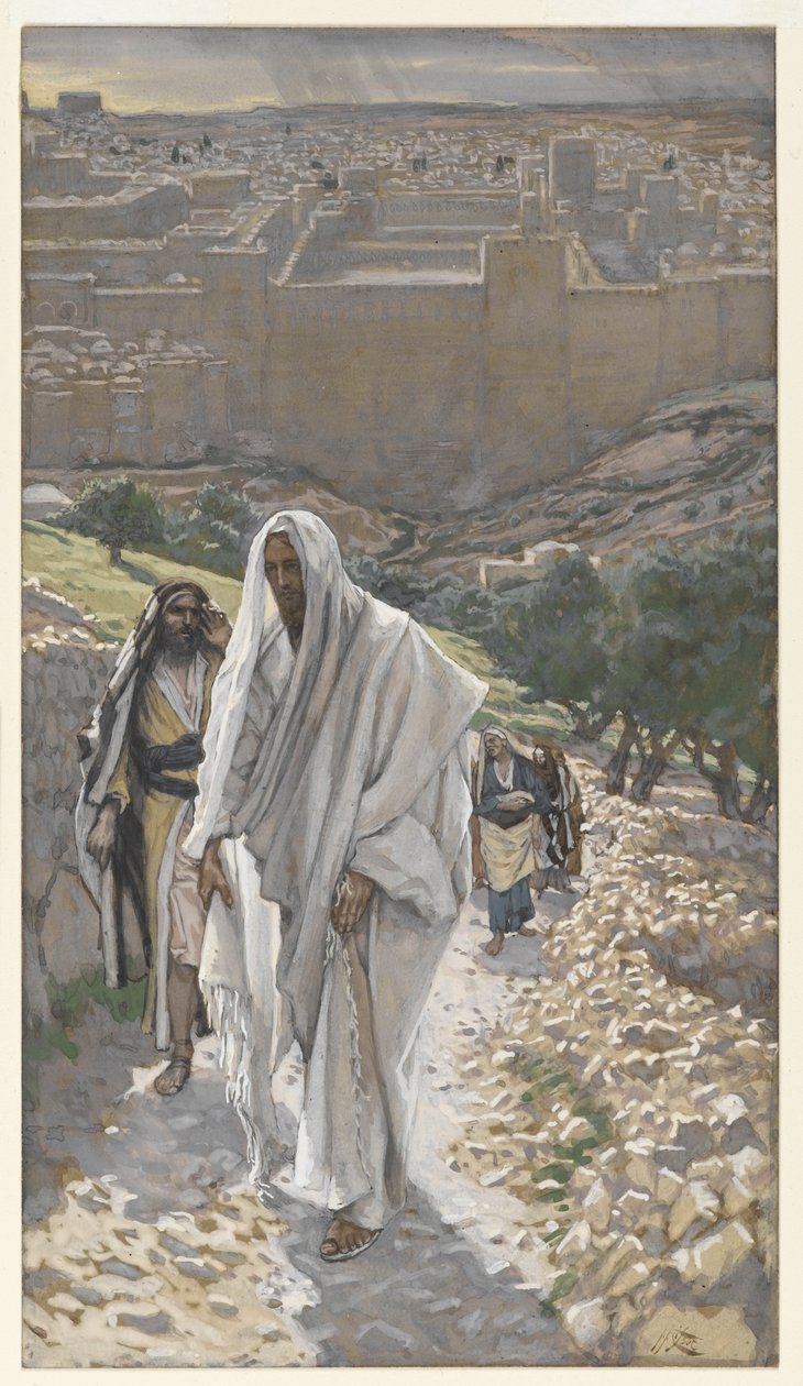 Ježíš jde večer do Bethany, ilustrace ze Života našeho Pána Ježíše Krista, 1886-94 (wc přes grafit na papíře) od James Jacques Joseph Tissot