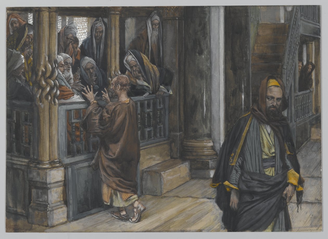 Jidáš jde najít Židy, ilustrace ze Života našeho Pána Ježíše Krista, 1886-94 (wc přes grafit na papíře) od James Jacques Joseph Tissot
