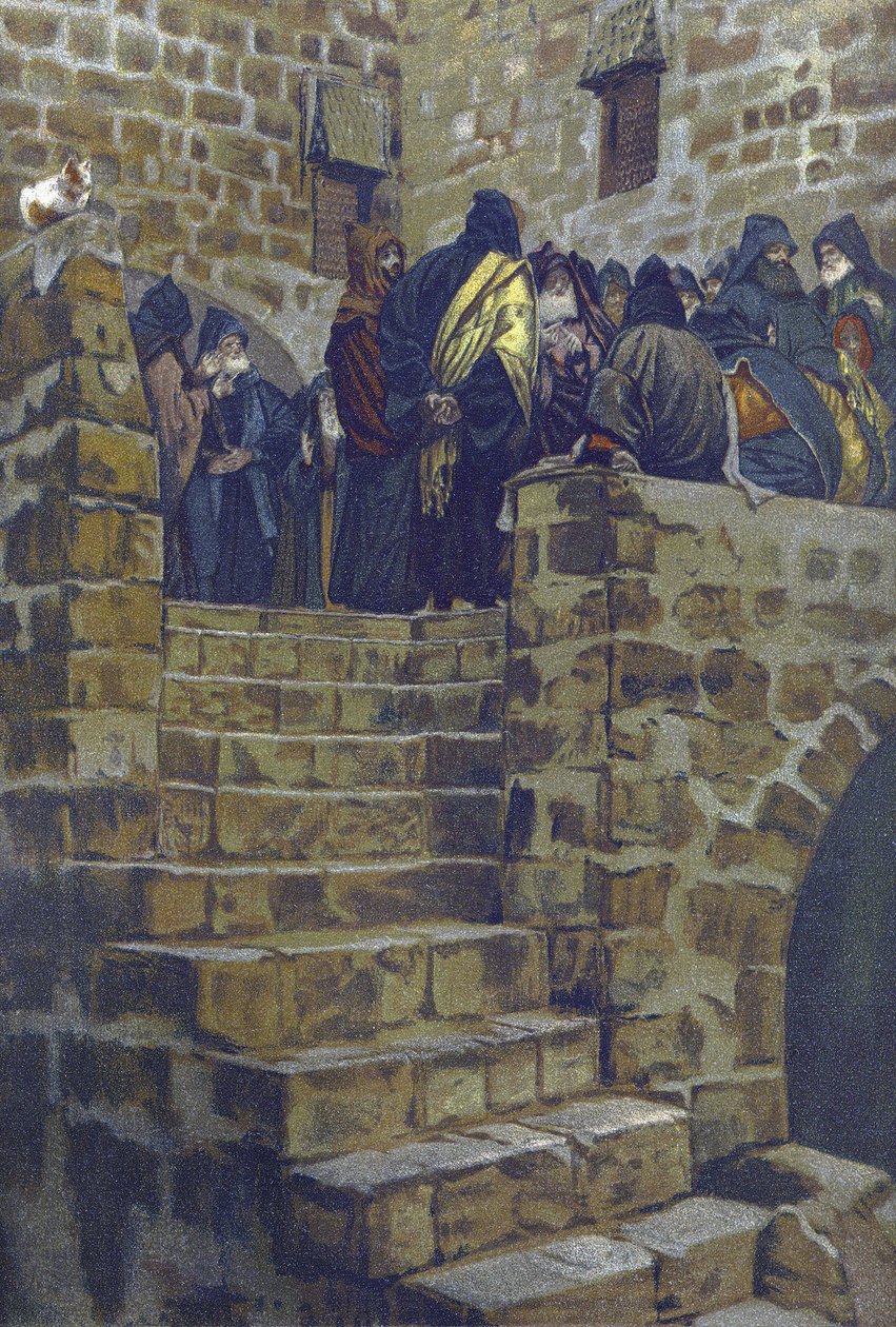 La deliberation nefaste de Joseph Caiphe – Zlá rada Kaifášova – z „“Života našeho Pána Ježíše Krista““ – 1899, James Tissot – La vie de notre seigneur Jesus Christ, Jacques Joseph (Jacques-Joseph) Tissot dit James Tissot (1836-1902) od James Jacques Joseph Tissot