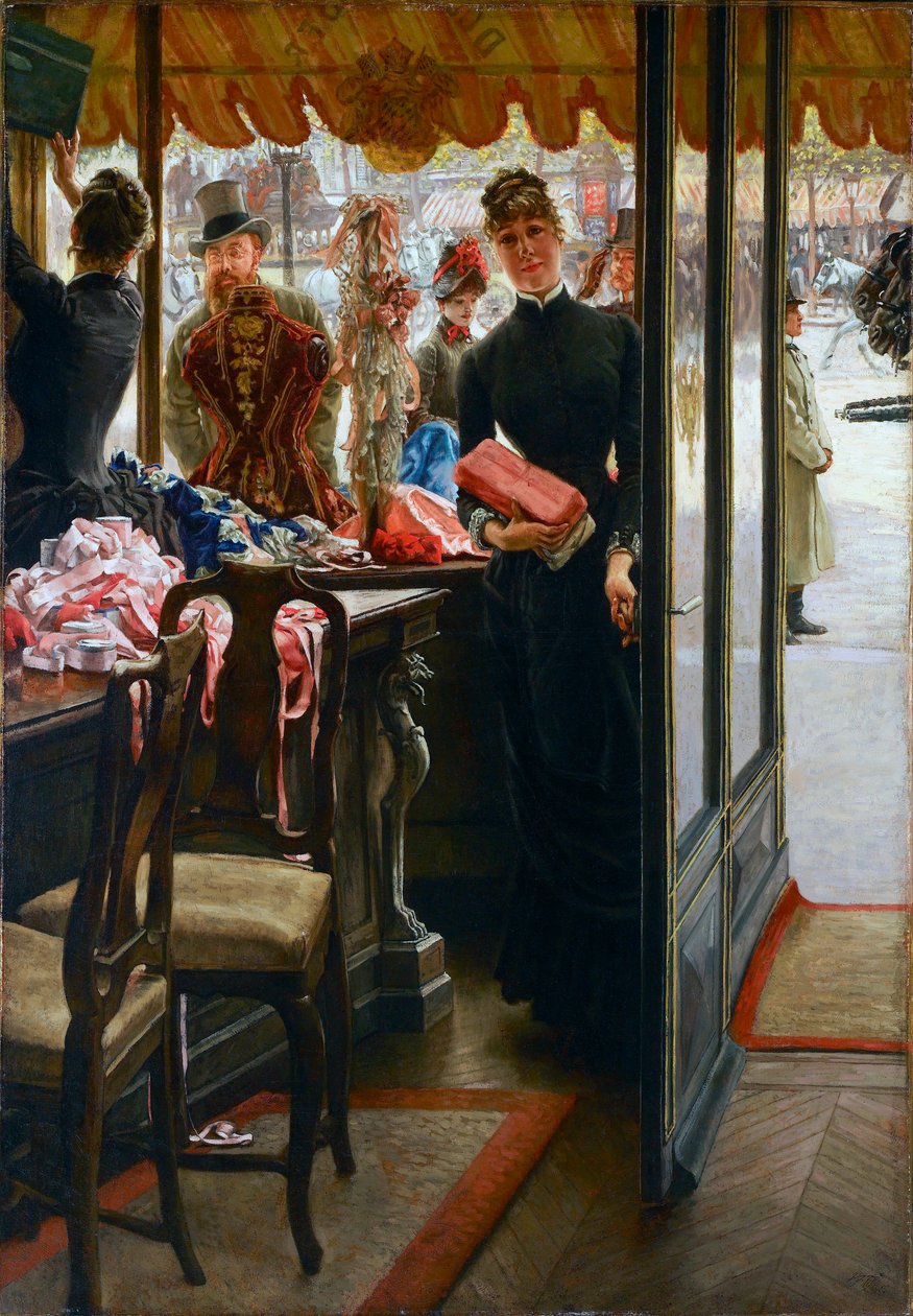 ""The store girl"" Obraz od Jacquese Josepha (Jacques-Joseph) Tissot řekl James Tissot (1836-1902) od James Jacques Joseph Tissot