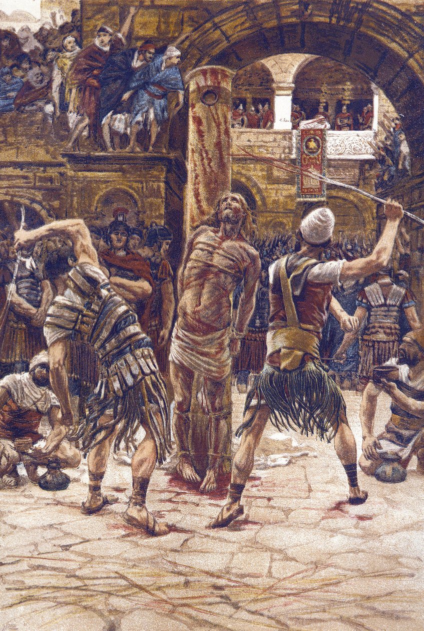 La bičování du visage – Bičování tváře – z „“Života našeho Pána Ježíše Krista““ – 1899 od Jamese Tissota – La vie de notre seigneur Jesus Christ, od Jacquese Josepha (Jacques-Joseph) Tissot dit James Tissot ( 1836-1902) od James Jacques Joseph Tissot