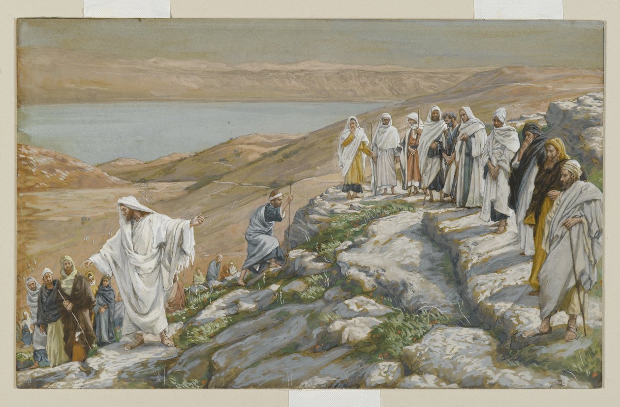 Vysvěcení dvanácti apoštolů, ilustrace ze Života našeho Pána Ježíše Krista (wc přes grafit na papíře) od James Jacques Joseph Tissot