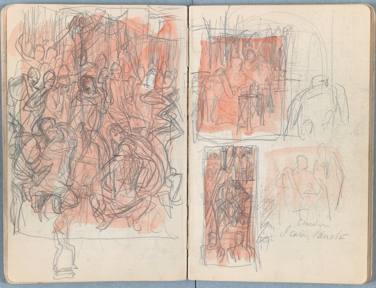 Stránky z alba Náčrtky k Životu Pána Ježíše Krista, konec 80. let 19. století (grafit a wash na papíře) od James Jacques Joseph Tissot