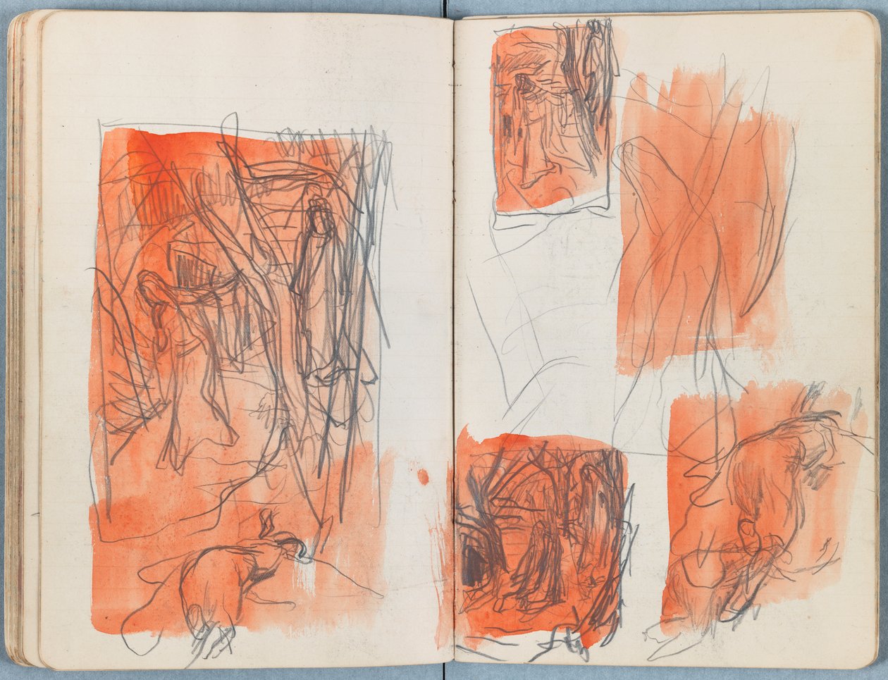 Stránky z alba Sketches for The Life of Our Lord Jesus Christ, pozdní 80. léta 19. století (grafit a praní na papíře) od James Jacques Joseph Tissot