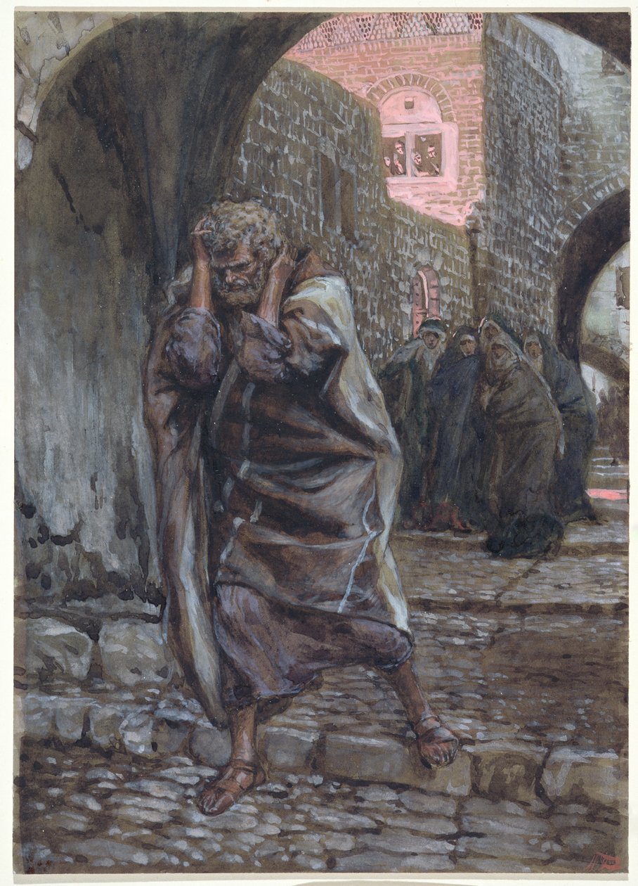 Peter šel ven a hořce plakal, ilustrace pro The Life of Christ, c.1886-94 (wc & kvaš na kartonu) od James Jacques Joseph Tissot