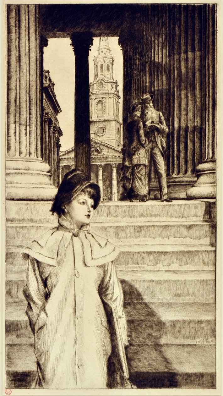 Portico of the National Gallery, London od James Jacques Joseph Tissot