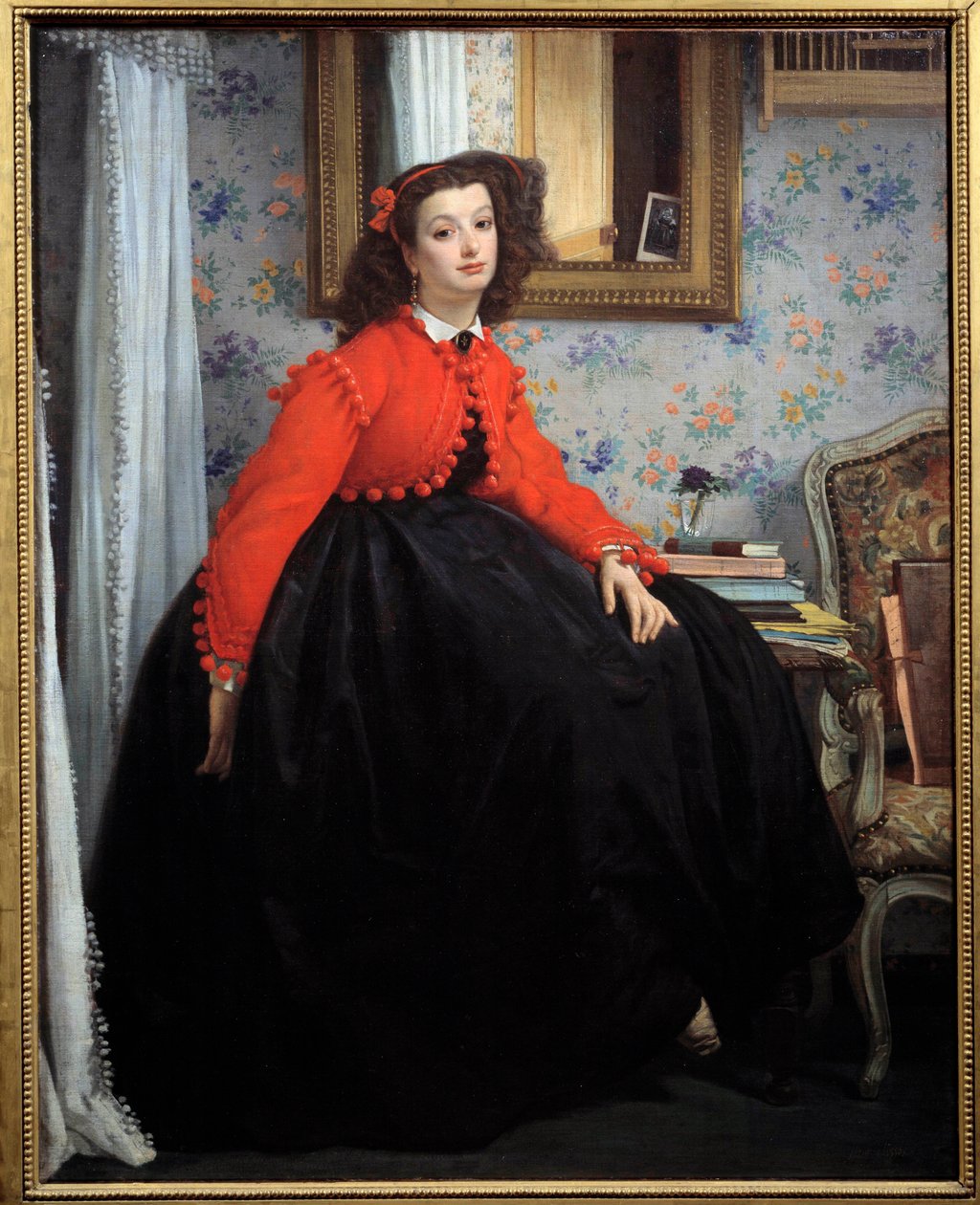 Celovečerní portrét mademoiselle L. L. nebo mladé dívky v červeném saku Obraz Jacques Joseph (Jacques-Joseph) Tissot dit James Tissot (1836-1902) 1864 Sun. 1,24 x 0,99 m Paříž, muzeum Orsay od James Jacques Joseph Tissot