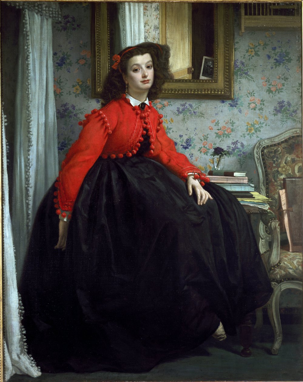 Portrét slečny L.L., zvané Dívka s červenou vestou - Olej na plátně od James Jacques Joseph Tissot
