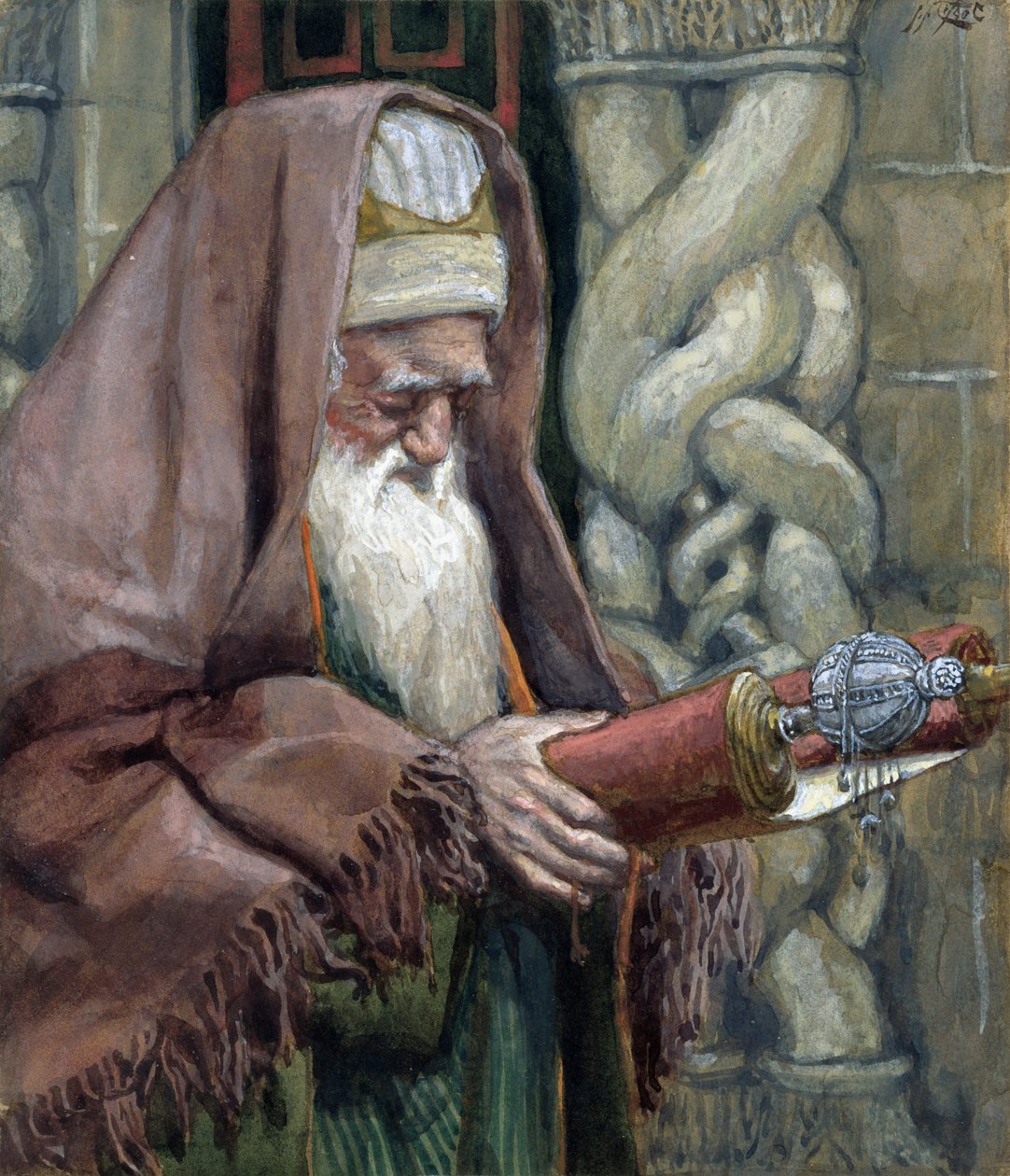 Simeon, ilustrace pro The Life of Christ, c.1886-94 (wc & kvaš na kartonu) od James Jacques Joseph Tissot
