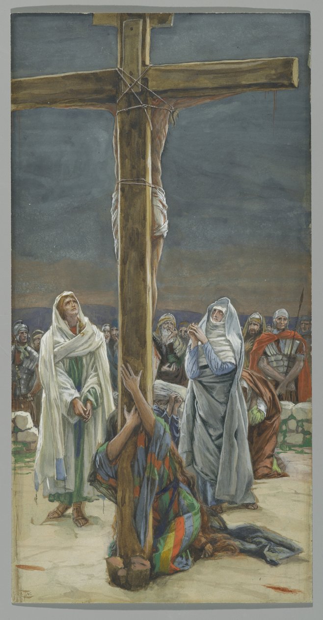 Stabat Mater. Žena, hleď na svého syna, ilustrace pro Život Krista, kolem 1884-96 (wc a kvaš na kartonu) od James Jacques Joseph Tissot