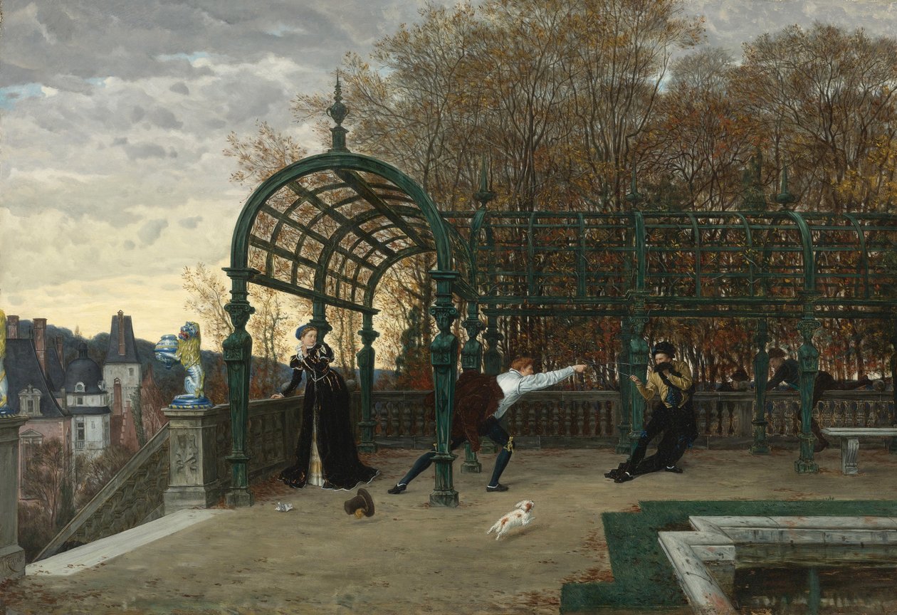 Obraz "Pokus o únos" od Jamese Jacquese Josepha Tissota (1836-1902) 1865 Soukromá sbírka od James Jacques Joseph Tissot