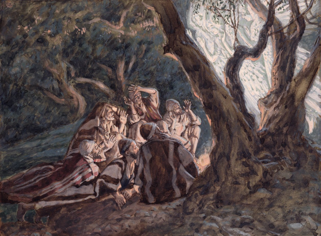 The Angels and the Shepherds, ilustrace pro The Life of Christ, c.1886-94 (kvaš na kartonu) od James Jacques Joseph Tissot