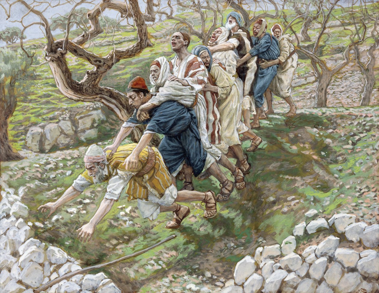 The Blind Leading the Blind, ilustrace pro The Life of Christ, c.1886-94 (wc & kvaš na kartonu) od James Jacques Joseph Tissot