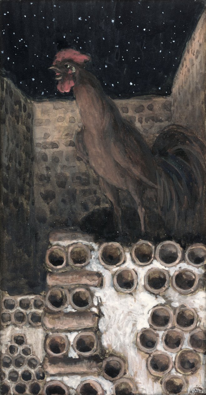 The Cock Crew, ilustrace pro The Life of Christ, c.1886-94 (wc & kvaš na kartonu) od James Jacques Joseph Tissot