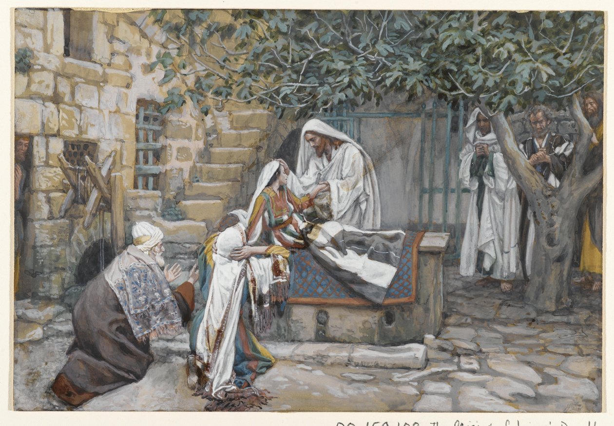 Jairova dcera, ilustrace ze Života našeho Pána Ježíše Krista (wc přes grafit na papíře) od James Jacques Joseph Tissot