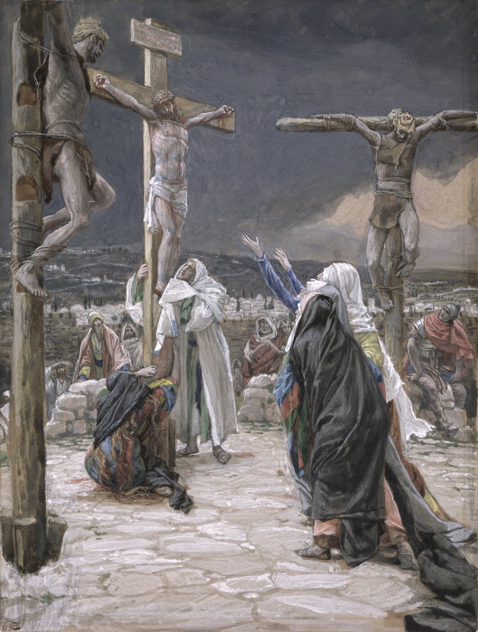 Ježíšova smrt, ilustrace k Životu Krista, cca 1884-96 (wc a kvaš na kartonu) od James Jacques Joseph Tissot