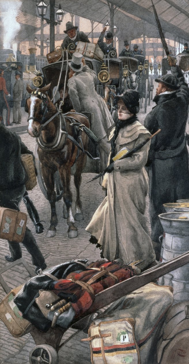 Odletová platforma, Victoria Station (tužka a akvarel) od James Jacques Joseph Tissot