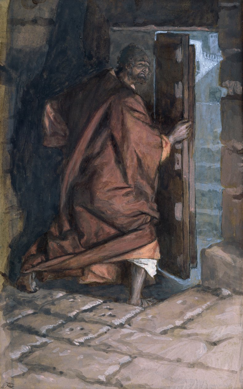 The Departure of Jidáš, ilustrace pro The Life of Christ, c.1884-96 (wc & kvaš na kartonu) od James Jacques Joseph Tissot