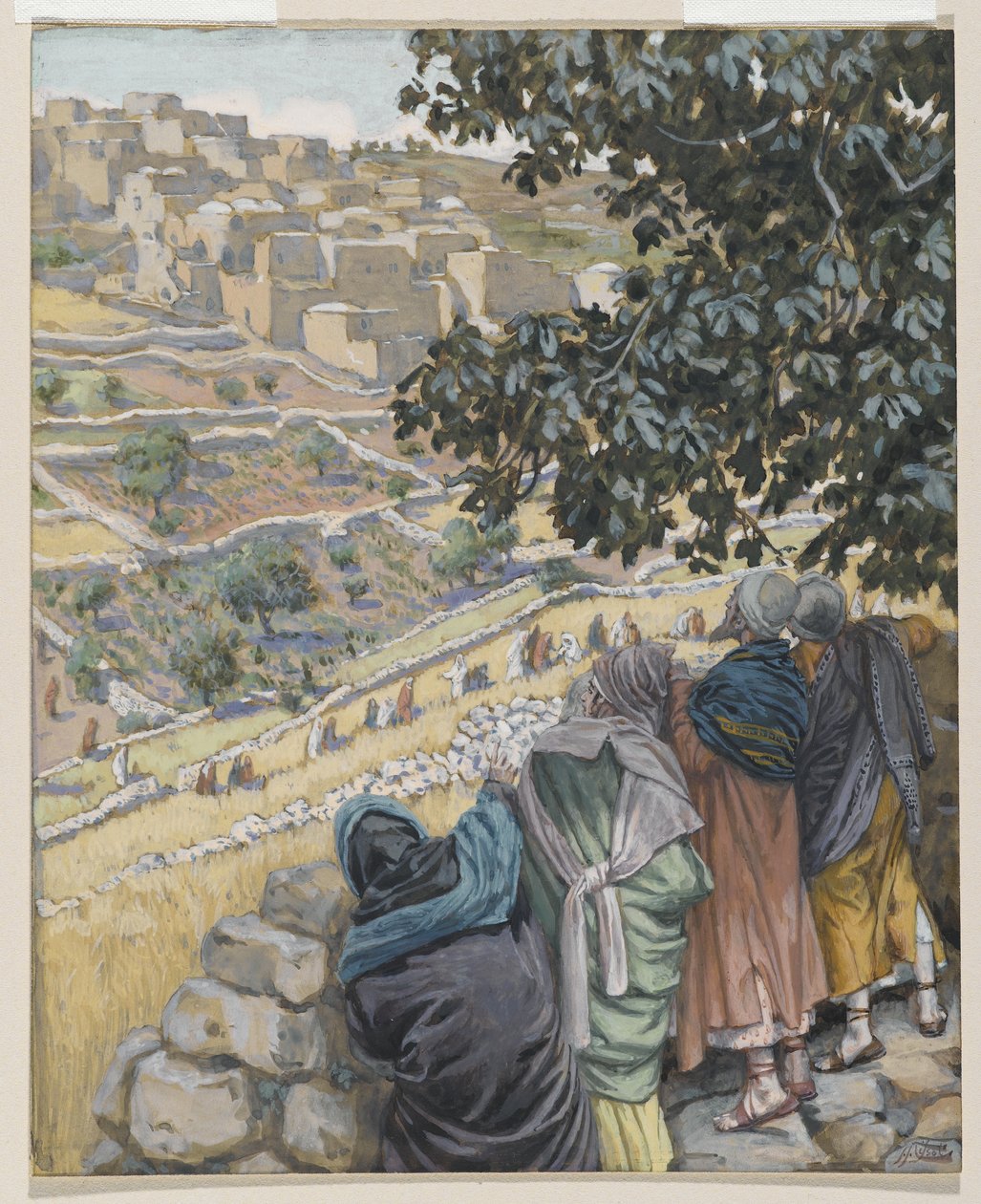 Učedníci jedí pšenici, ilustrace ze Života našeho Pána Ježíše Krista (wc přes grafit na papíře) od James Jacques Joseph Tissot