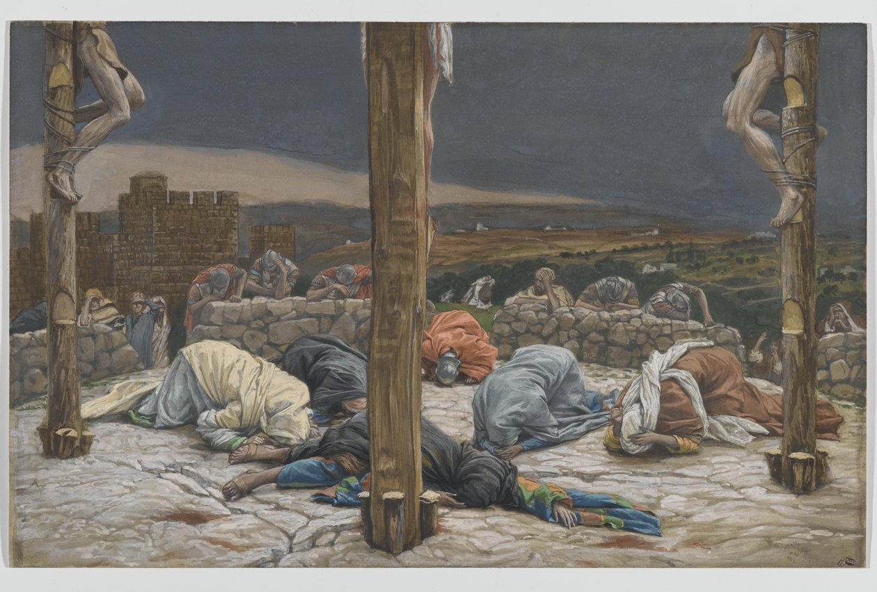 Zemětřesení, ilustrace ze Života našeho Pána Ježíše Krista, 1886-94 (wc přes grafit na papíře) od James Jacques Joseph Tissot