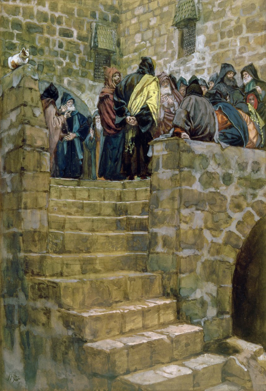 The Evil Counsel of Caiaphas, ilustrace pro The Life of Christ, c.1886-96 (kvaš na kartonu) od James Jacques Joseph Tissot