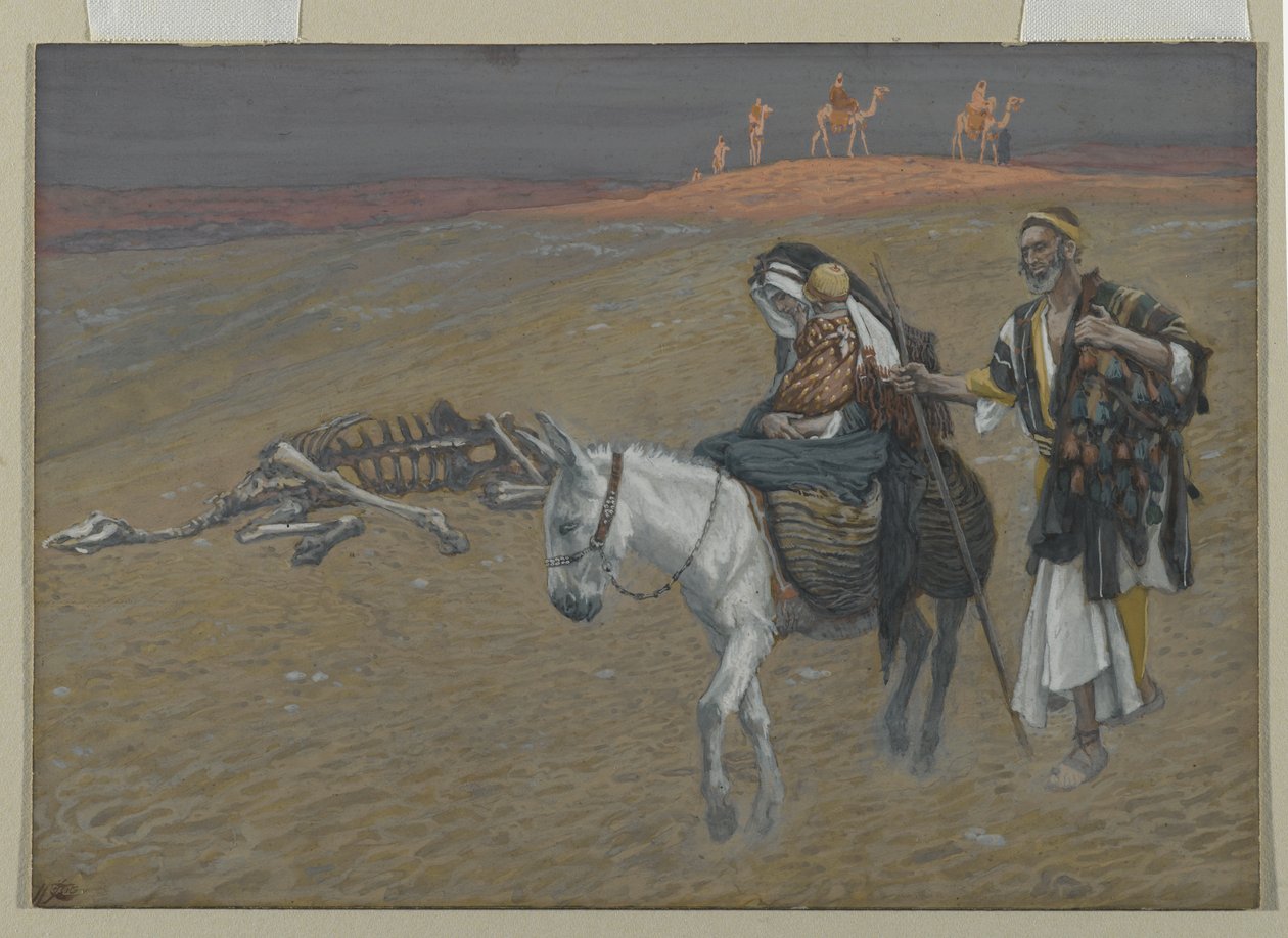 Útěk do Egypta, ilustrace ze Života našeho Pána Ježíše Krista (wc přes grafit na papíře) od James Jacques Joseph Tissot