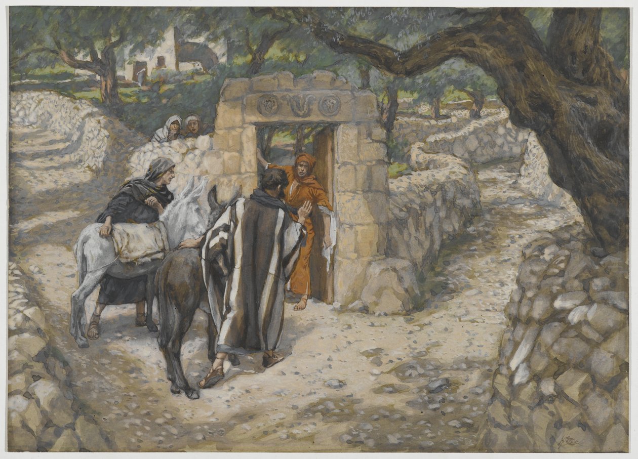 The Foal of Bethpage, ilustrace ze Života našeho Pána Ježíše Krista, 1886-94 (wc přes grafit na papíře) od James Jacques Joseph Tissot