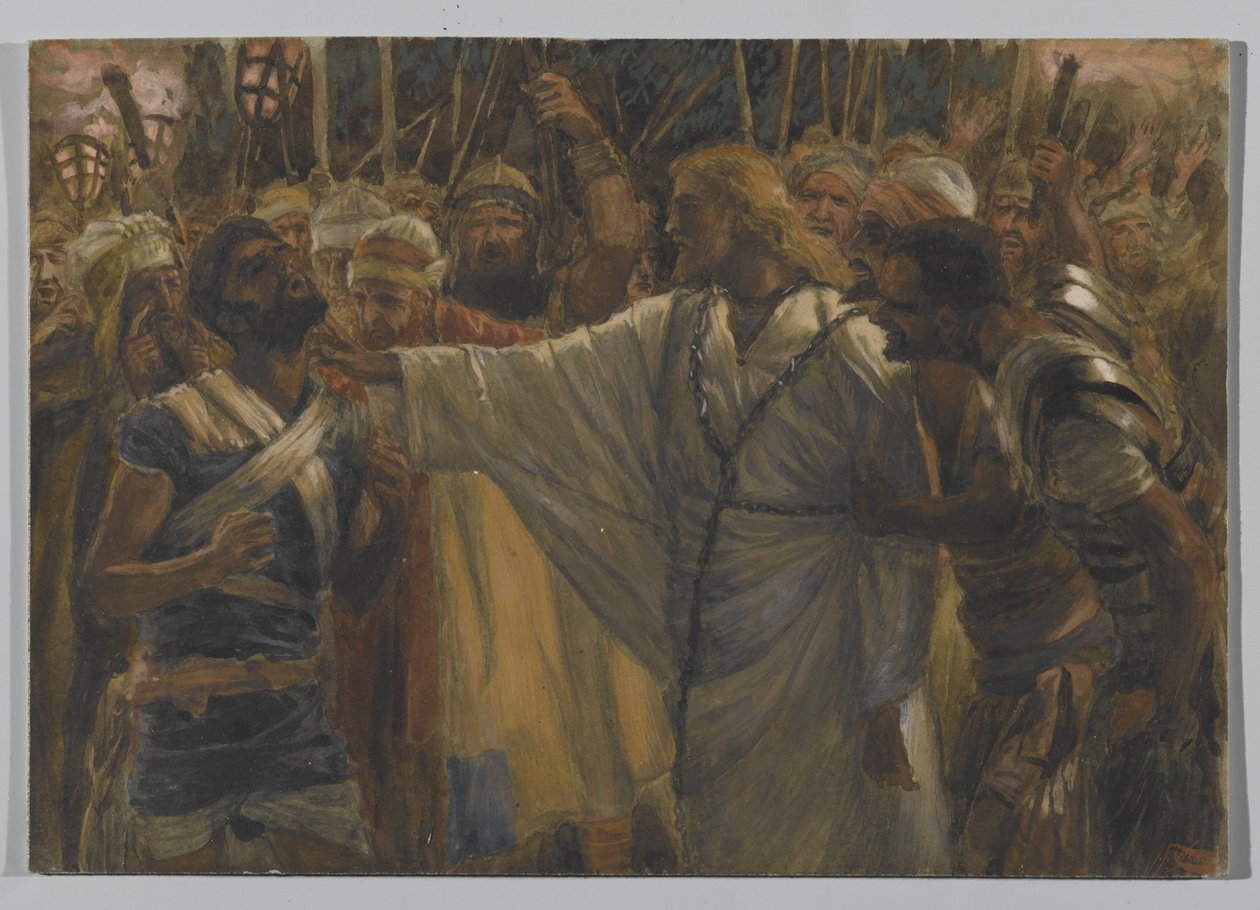 The Healing of Malchus, ilustrace ze Života našeho Pána Ježíše Krista, 1886-94 (wc přes grafit na papíře) od James Jacques Joseph Tissot
