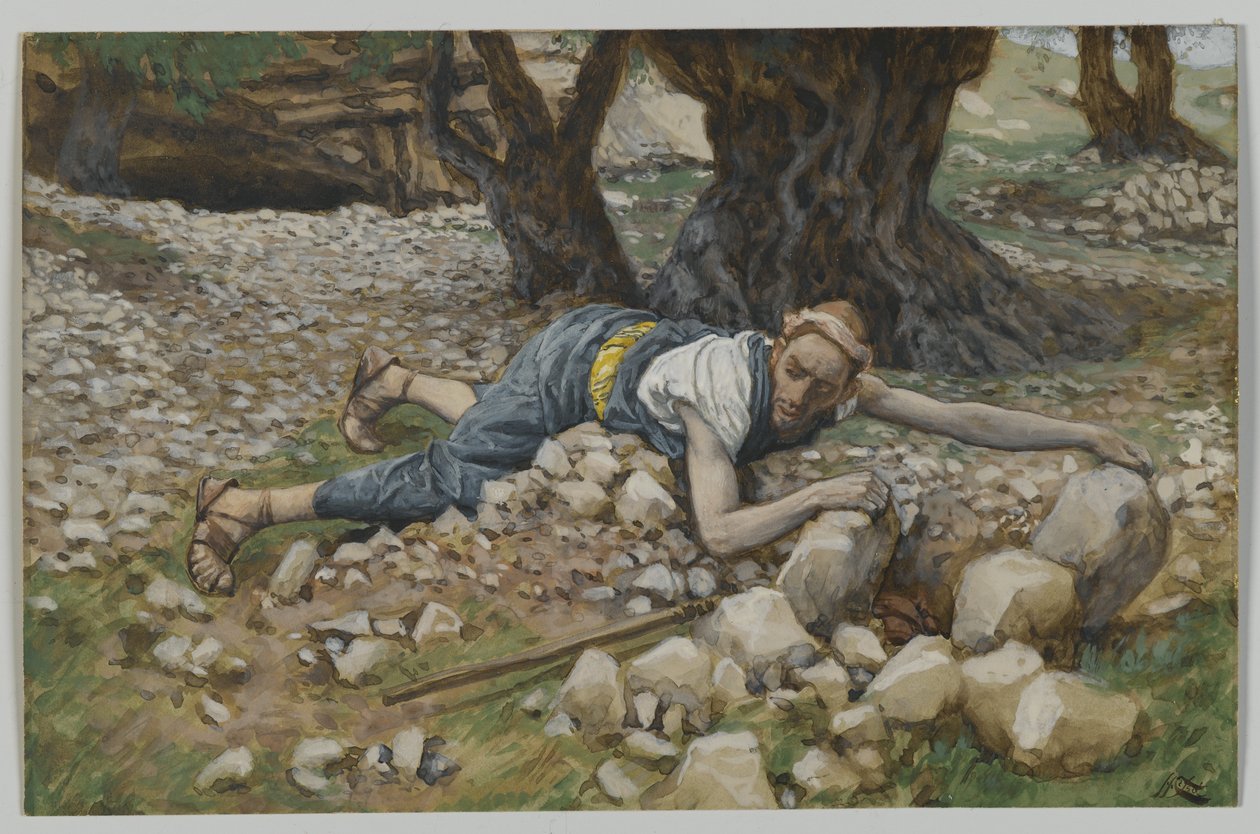 Skrytý poklad, ilustrace ze Života našeho Pána Ježíše Krista (wc přes grafit na papíře) od James Jacques Joseph Tissot