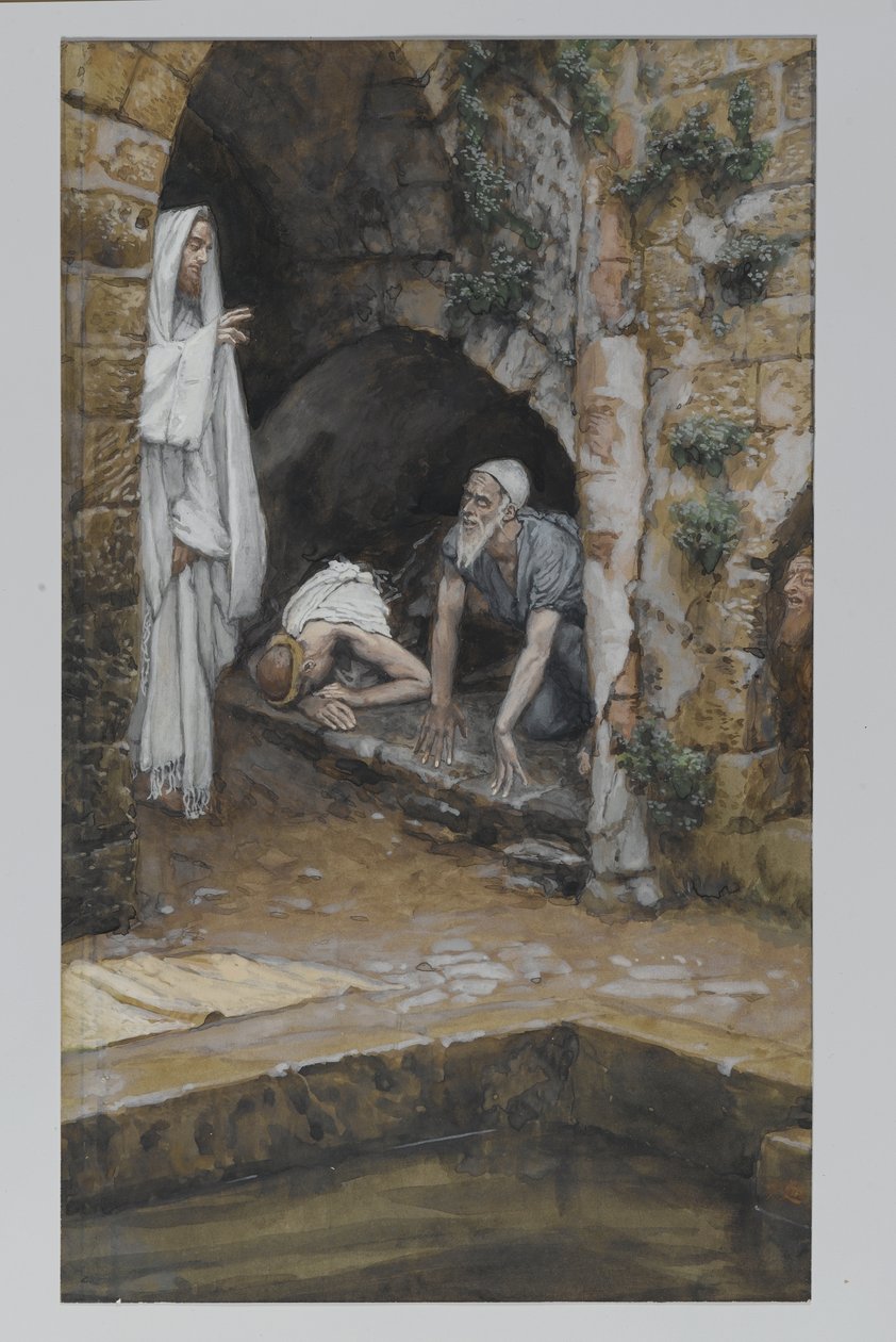 Muž s nemocí, ilustrace ze Života našeho Pána Ježíše Krista (wc přes grafit na papíře) od James Jacques Joseph Tissot