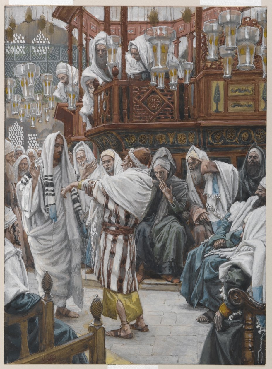 Muž s uschlou rukou, ilustrace ze Života našeho Pána Ježíše Krista (wc přes grafit na papíře) od James Jacques Joseph Tissot