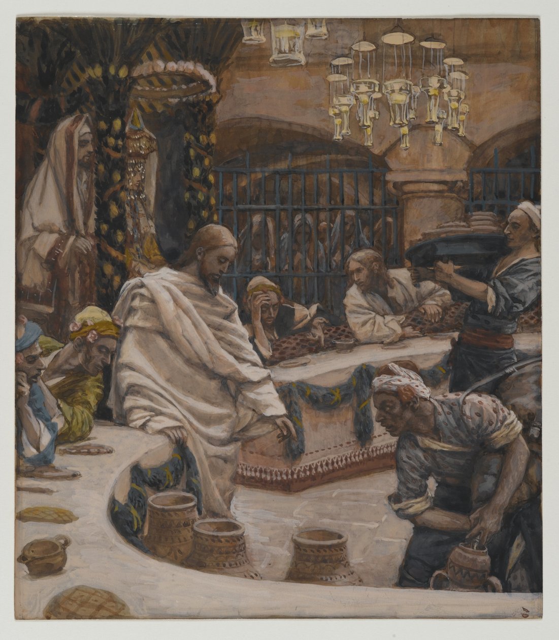 Manželství v Káně, ilustrace ze Života našeho Pána Ježíše Krista (wc přes grafit na papíře) od James Jacques Joseph Tissot