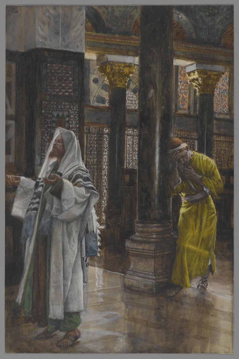 Farizeus a publikán, ilustrace ze Života našeho Pána Ježíše Krista, 1886-94 (wc přes grafit na papíře) od James Jacques Joseph Tissot