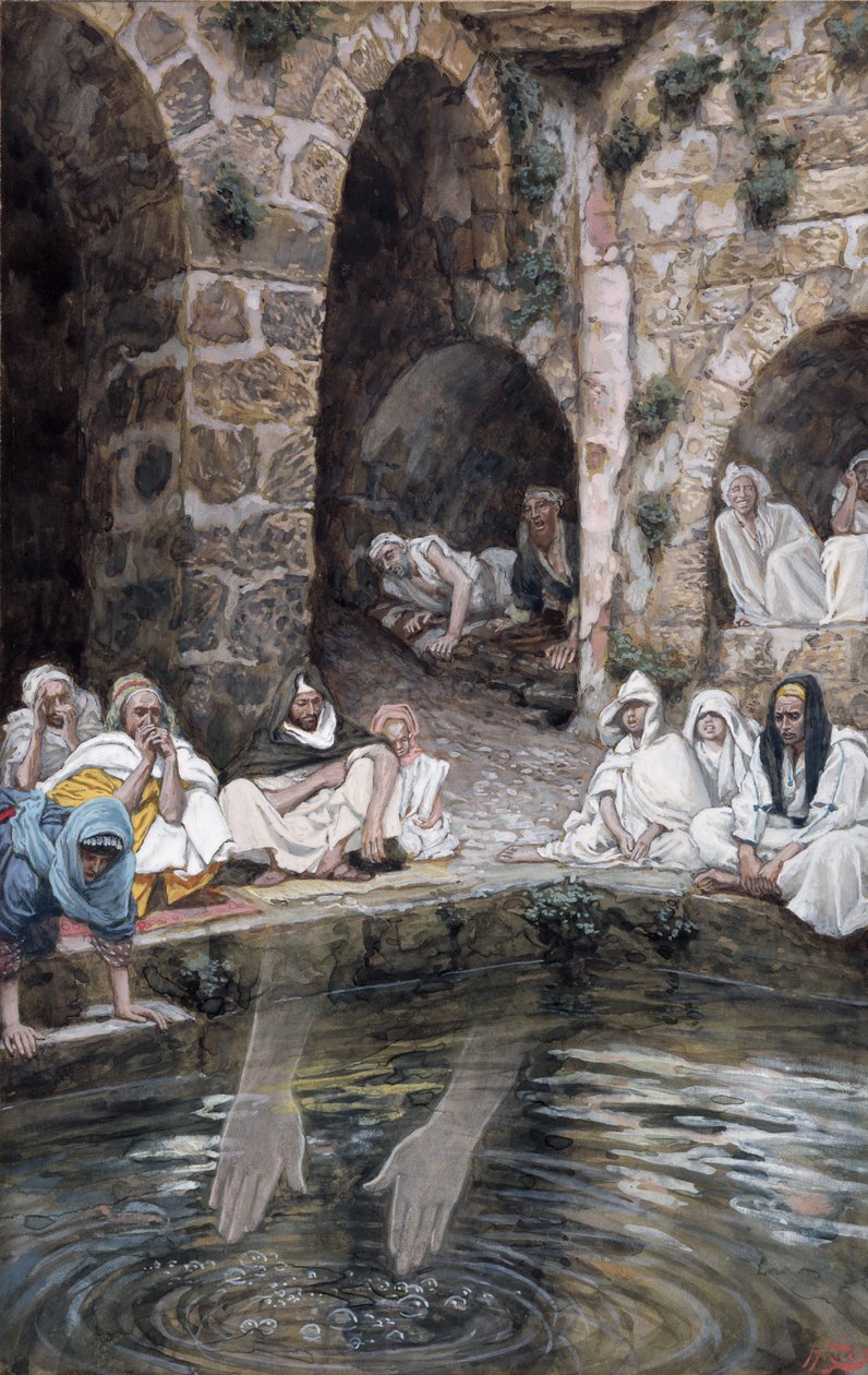 The Pool of Bethesda, ilustrace pro The Life of Christ, c.1886-94 (wc & kvaš na kartonu) od James Jacques Joseph Tissot